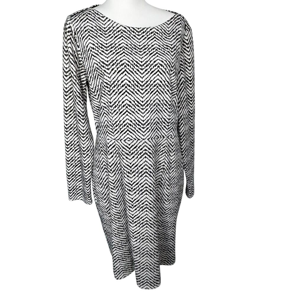 THE LIMITED Women's 14 Black White Long Sleeve Chevron Midi Dress Professionalā